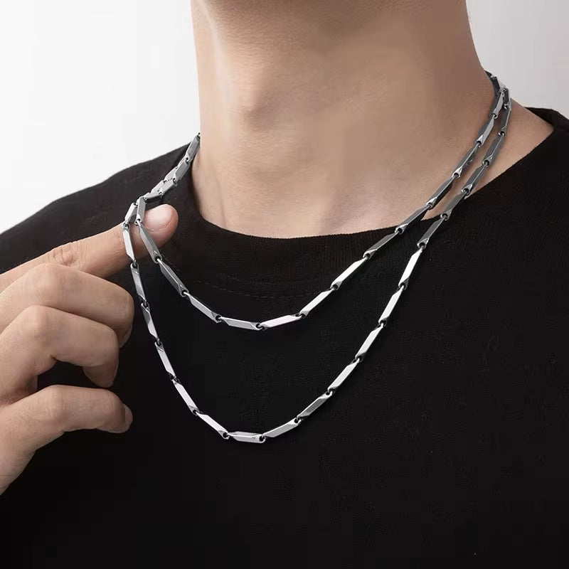 Handmade Titanium Rhombus Chain Necklace